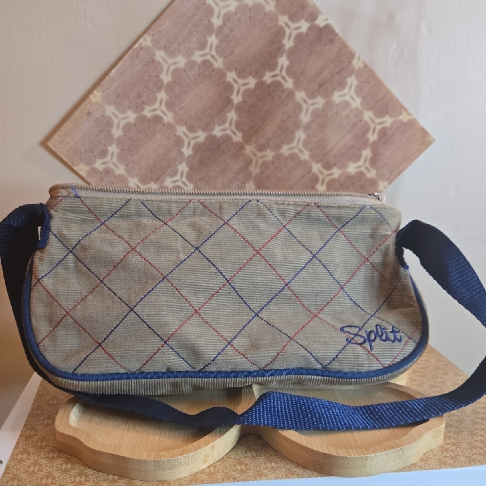 Split Beige and Navy Men's Messenger Bag